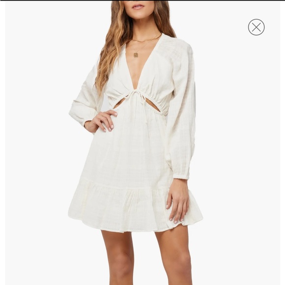 L Space Feelin' Fine Cutout Long Sleeve‎ Cotton Babydoll Dress - Picture 1 of 5